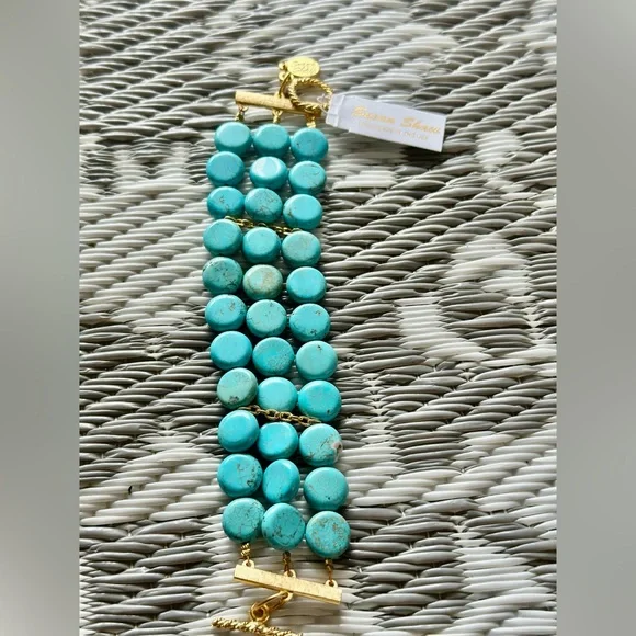 NWT Susan Shaw 3 Row Multi Strand Bracelet - Turquoise - Retails $121 - Picture 4 of 7